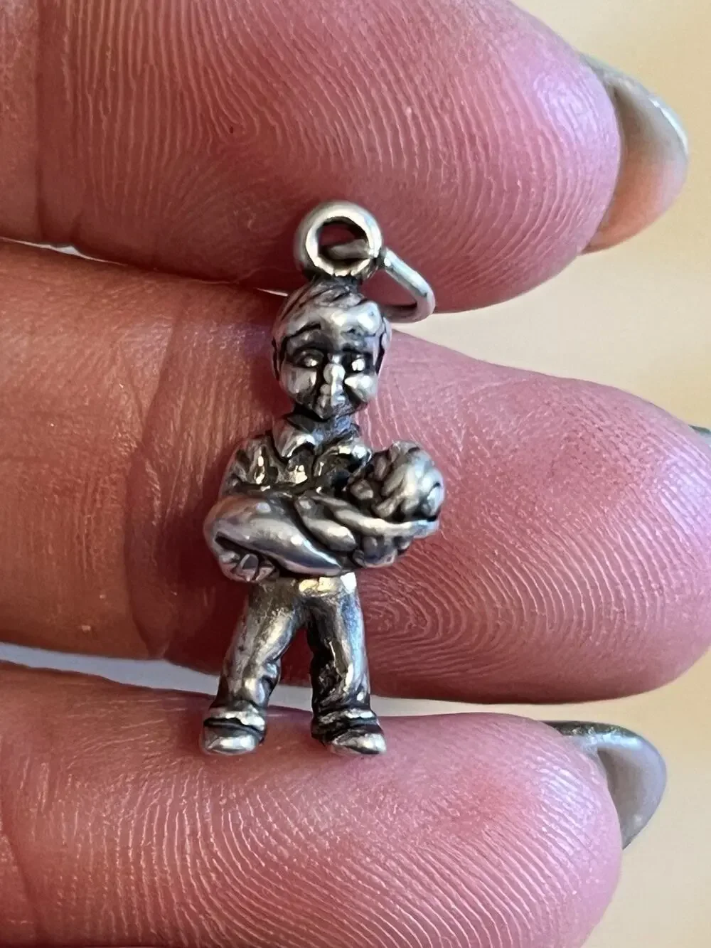 Vintage 925 Sterling Silver Father Dad Holding Baby Figural Charm